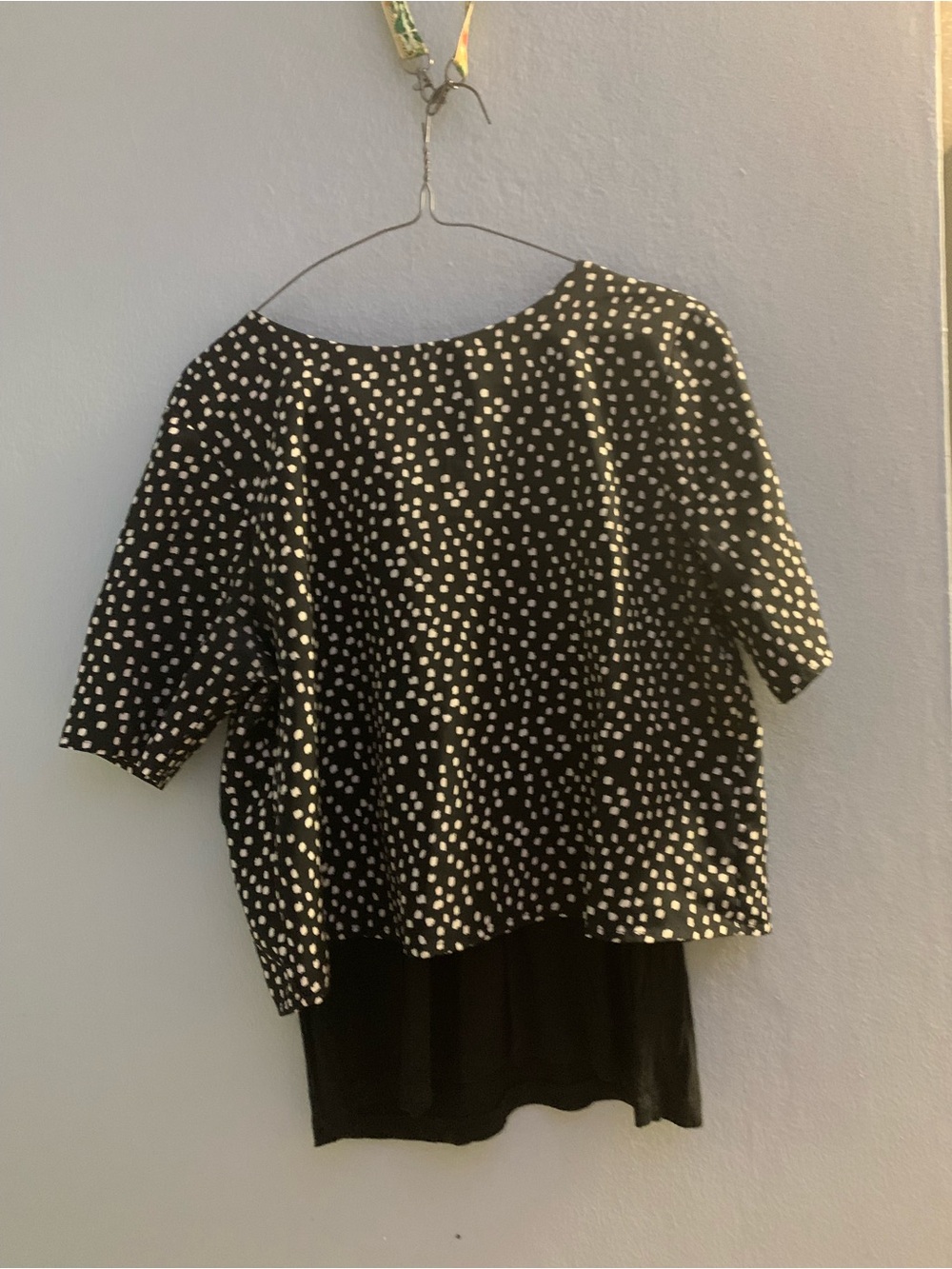 Ann Taylor Black Top with White Polka Dot Print